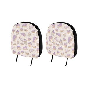 Cakes pies tarts muffins and eclairs purple bluebe Car Headrest Cover