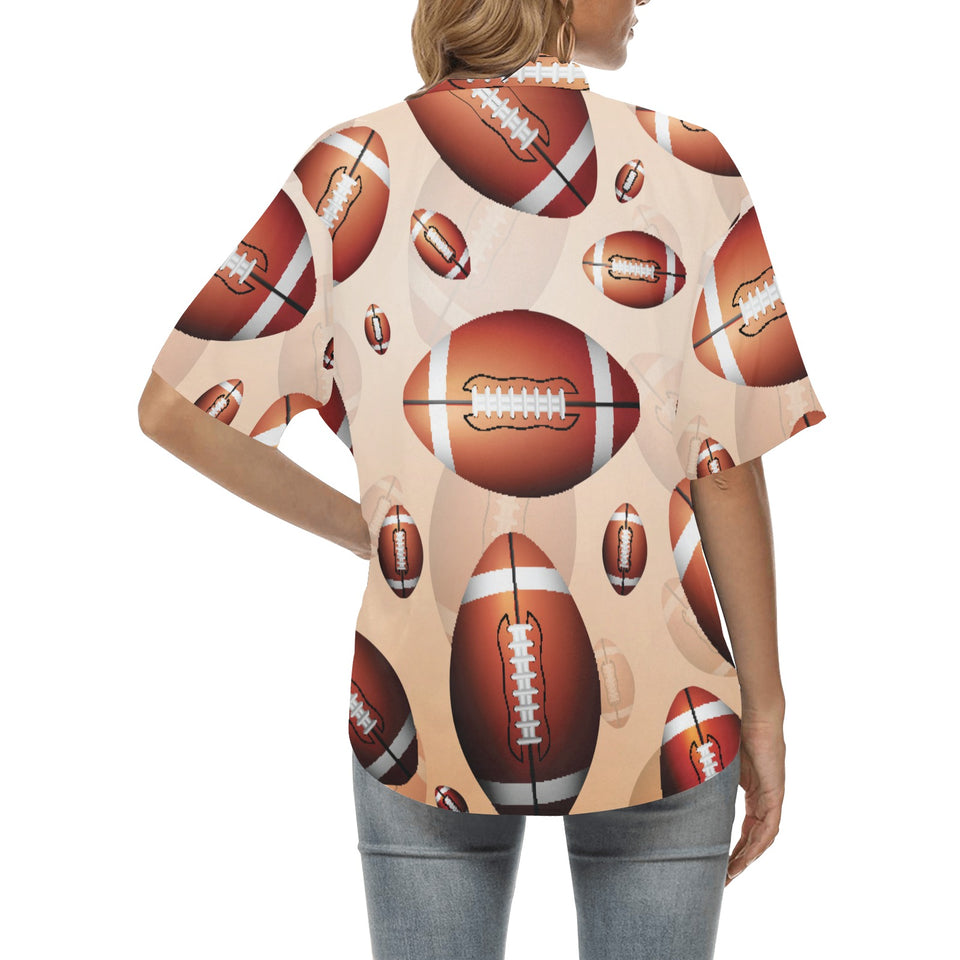 American football ball design pattern Women's All Over Print Hawaiian Shirt