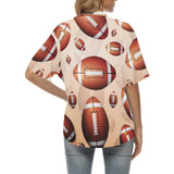 American football ball design pattern Women's All Over Print Hawaiian Shirt