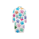 Dog Paws Pattern Print Design 01 Men's Long Sleeve Belted Night Robe