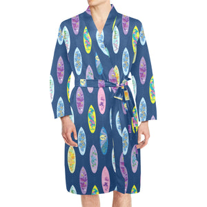 Surfboard Pattern Print Design 03 Men's Long Sleeve Belted Night Robe