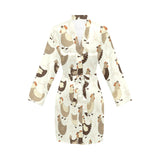 Cute rooster chicken cock Women's Long Sleeve Belted Night Robe