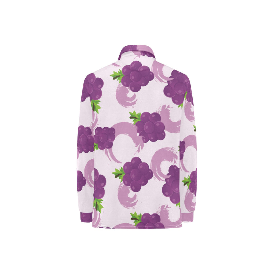 Cute Grape pattern Women's Long Sleeve Polo Shirt