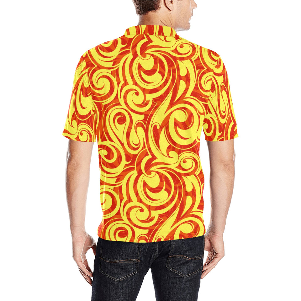Fire flame design pattern Men's All Over Print Polo Shirt