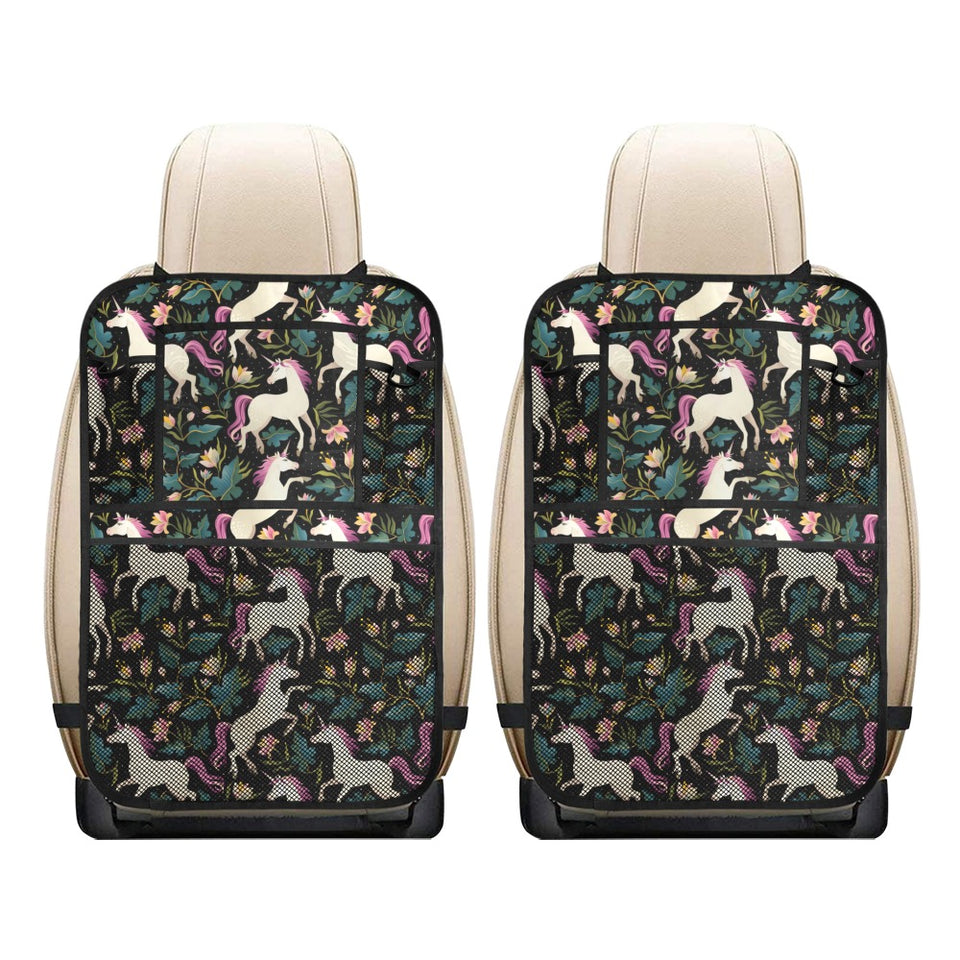 Unicorns forest background Car Seat Back Organizer