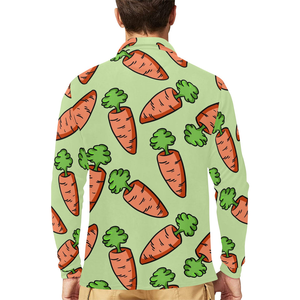 Carrot Pattern Print Design 05 Men's Long Sleeve Polo Shirt
