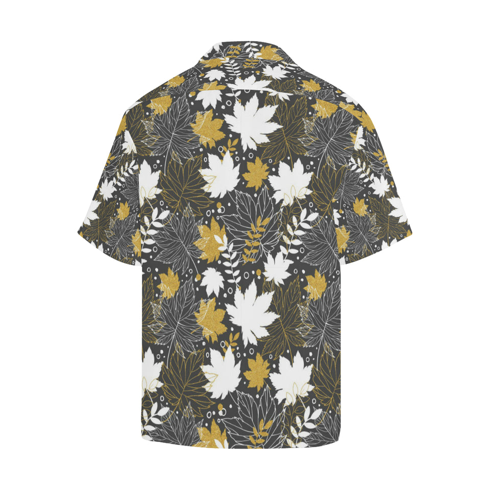 Beautiful gold autumn maple leaf pattern Men's All Over Print Hawaiian Shirt