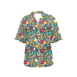Gear Pattern Print Design 03 Women's All Over Print Hawaiian Shirt