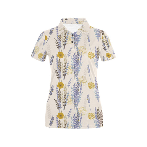 Lavender modern pattern blackground Women's All Over Print Polo Shirt