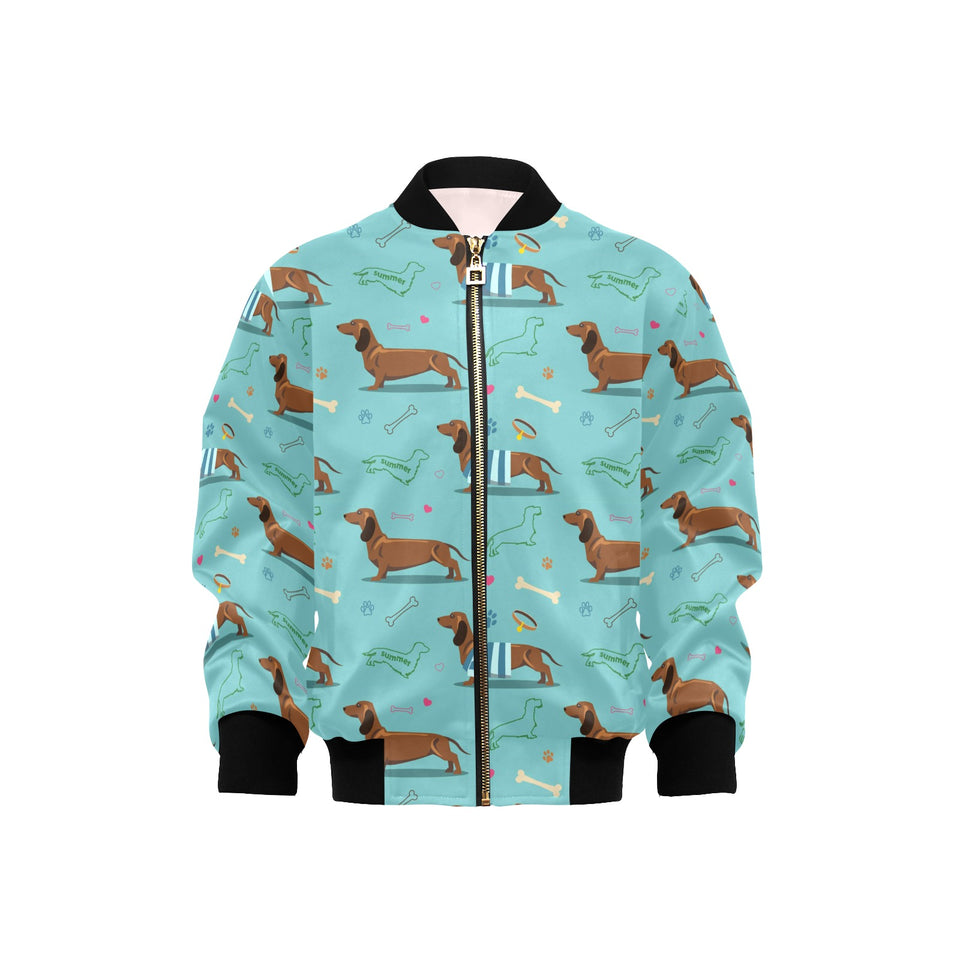 Dachshund decorative background Kids' Boys' Girls' Bomber Jacket