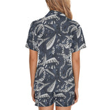 Piano Pattern Print Design 02 Women's V-Neck Short Pajama Set