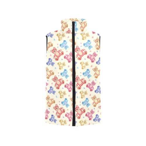 Teddy Bear Pattern Print Design 05 Women's Padded Vest