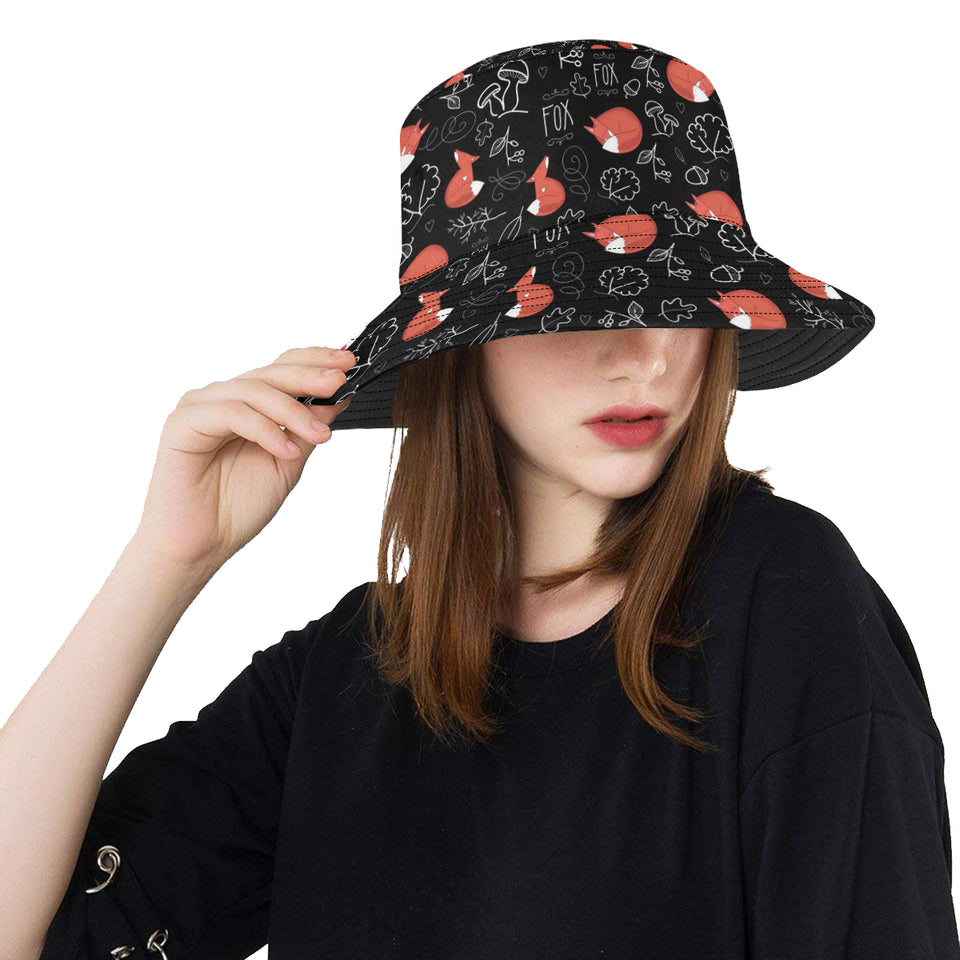 fox sleeping fox pattern Unisex Bucket Hat