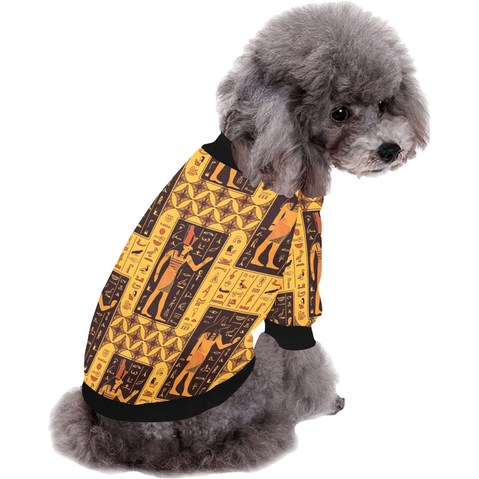 Egypt Hieroglyphics Pattern Print Design 05 All Over Print Pet Dog Round Neck Fuzzy Shirt