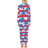 American football ball star stripes pattern Women's All Over Print Pajama Set
