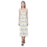 Silhouettes of goat and tree pattern V-Neck Open Fork Long Dress
