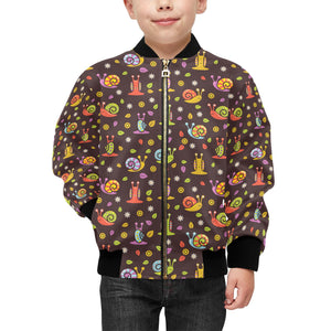 Snail Pattern Print Design 02 Kids' Boys' Girls' Bomber Jacket