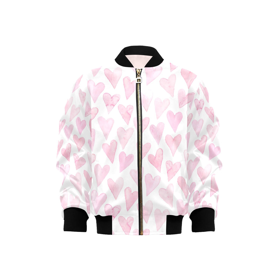 Watercolor pink heart pattern Kids' Boys' Girls' Bomber Jacket