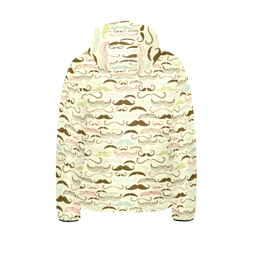 Mustache Beard Pattern Print Design 01 Kids' Boys' Girls' Padded Hooded Jacket