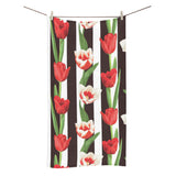 red and white tulips pattern Bath Towel