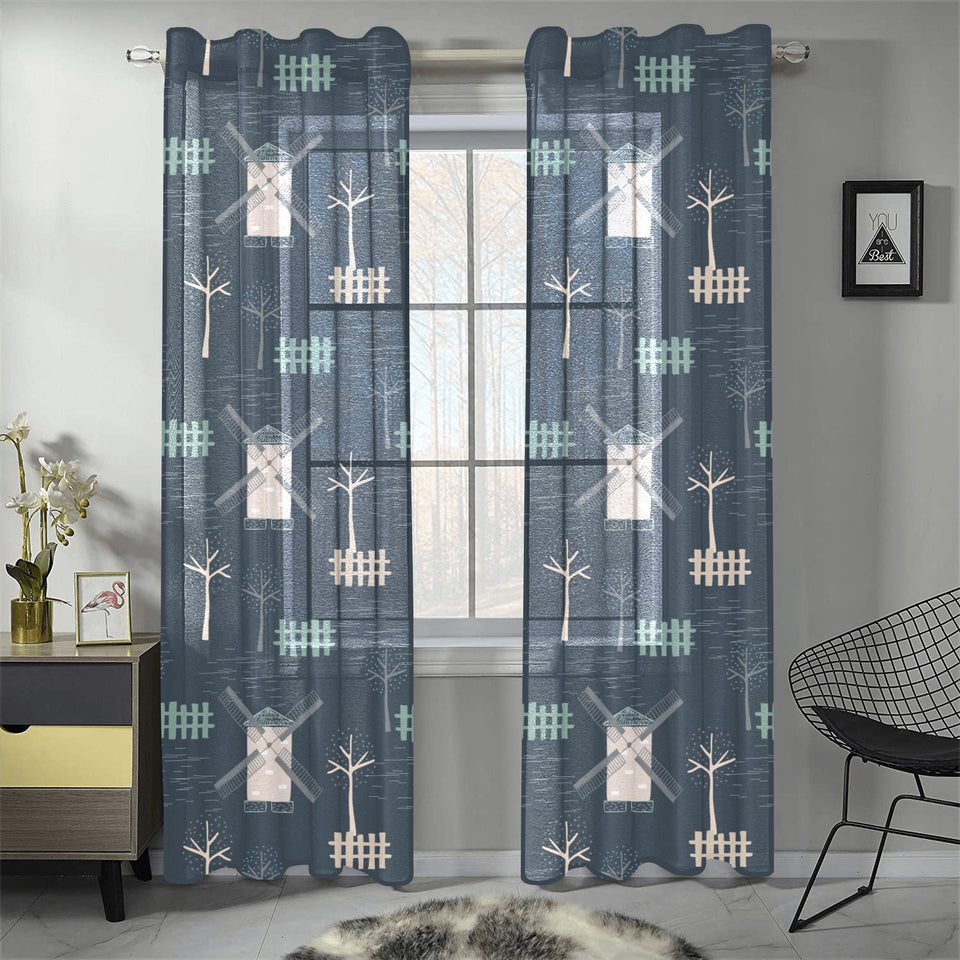 windmill tree pattern Gauze Curtain
