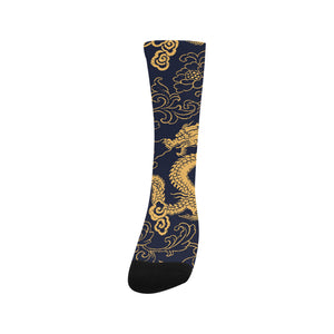 Gold dragon pattern Crew Socks