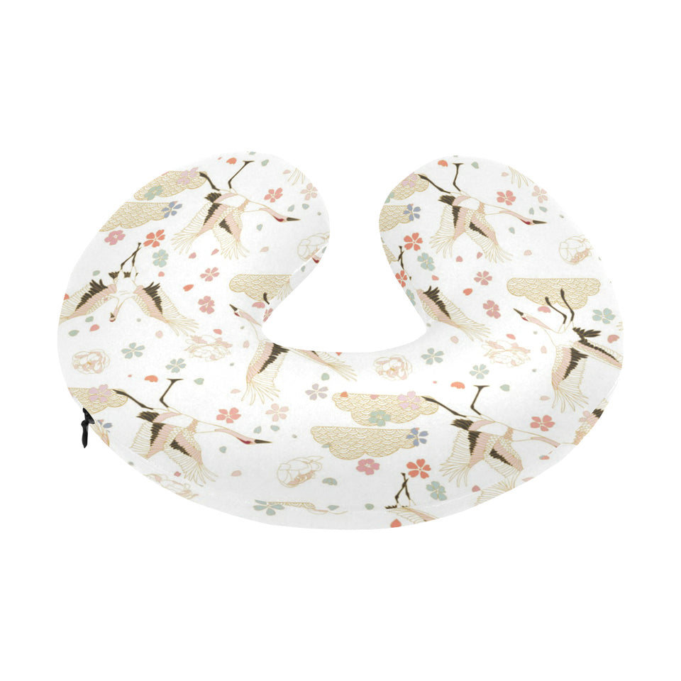 Beautiful Japanese cranes pattern U-Shaped Travel Neck Pillow