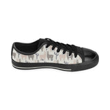 Llama Alpaca pattern Men's Low Top Canvas Shoes Black
