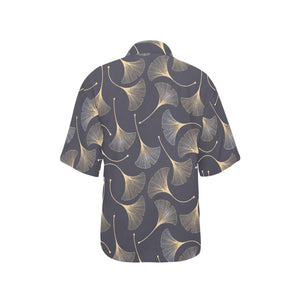 Gold ginkgo leaves Women's All Over Print Hawaiian Shirt