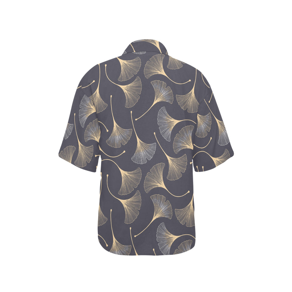 Gold ginkgo leaves Women's All Over Print Hawaiian Shirt