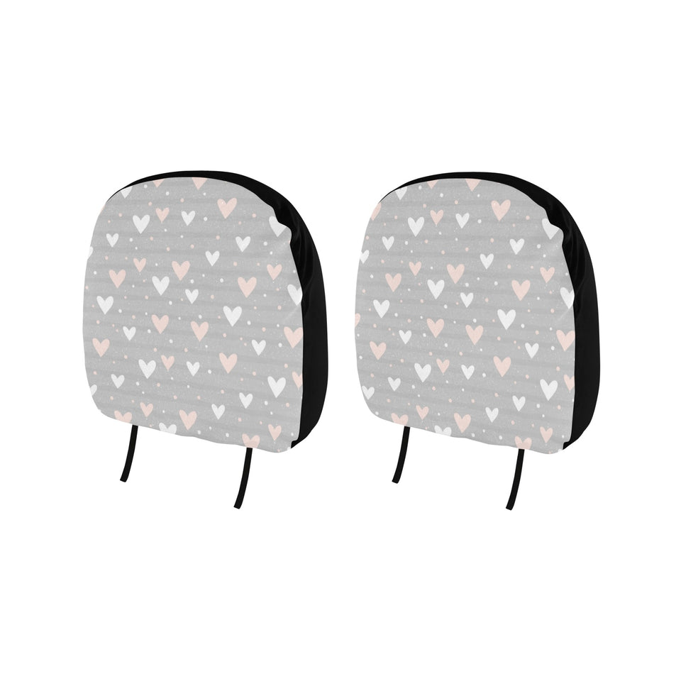 Heart pattern gray background Car Headrest Cover