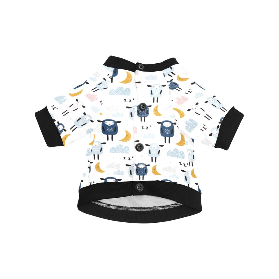 Cute sleeping sheep moon cloud pattern All Over Print Pet Dog Round Neck Fuzzy Shirt