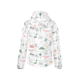Cute cartoon dinosaurs tree pattern Women's Padded Hooded Jacket