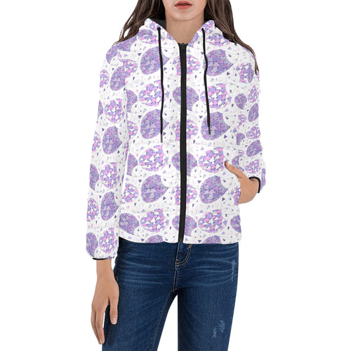 Hedgehog Pattern Print Design 05 Women's Padded Hooded Jacket