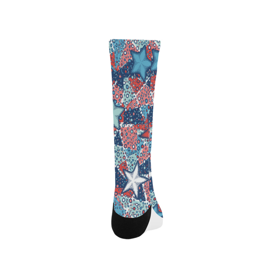 Hand drawn colorful starfish Crew Socks