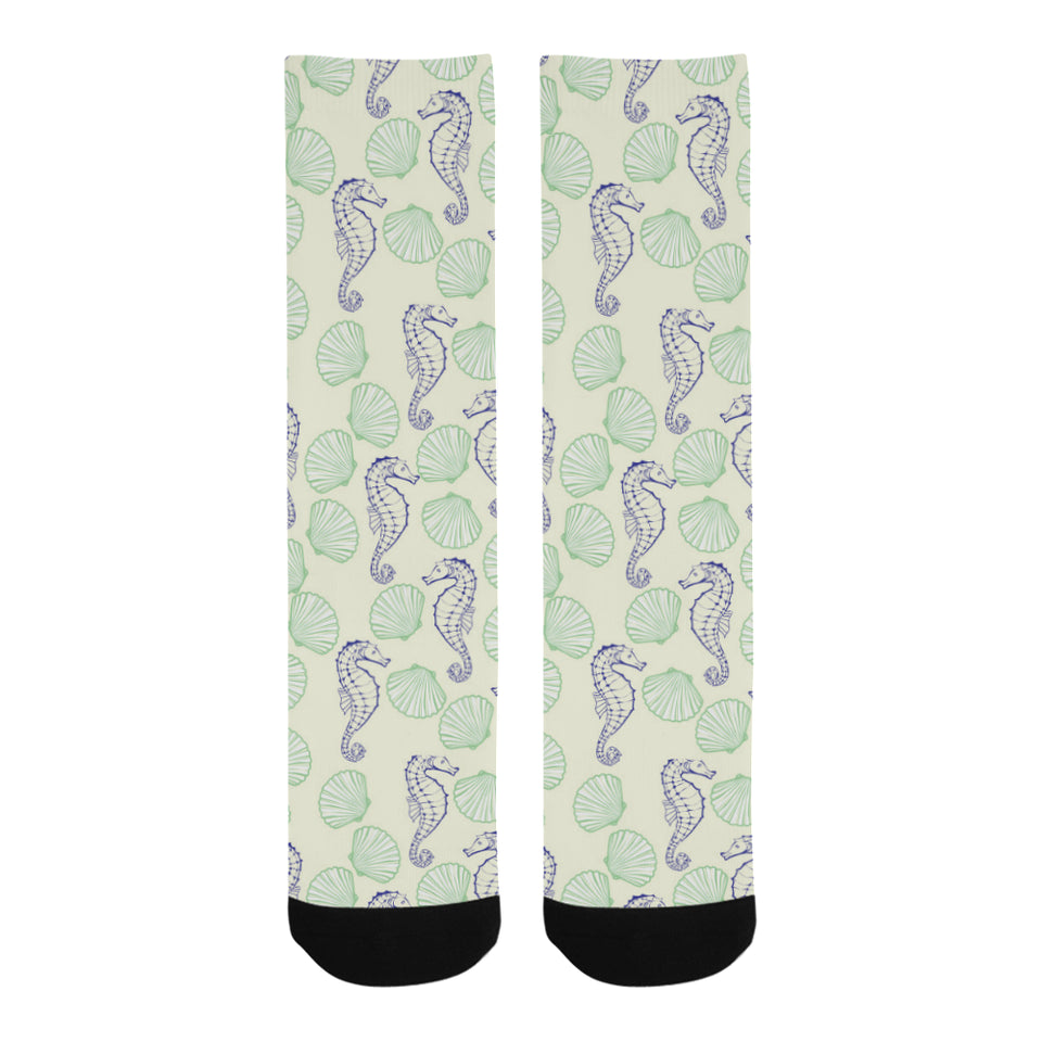 Seahorse shell pattern Crew Socks