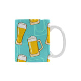 Beer pattern green background Classical White Mug (Fulfilled In US)