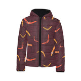 Boomerang Australian aboriginal ornament circle bl Kids' Boys' Girls' Padded Hooded Jacket