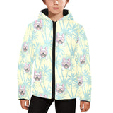 French bulldog hawaii blackground Kids' Boys' Girls' Padded Hooded Jacket