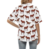 Horses running pattern background Women's All Over Print Hawaiian Shirt
