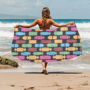 Skate Board Pattern Print Design 02 Beach Towel