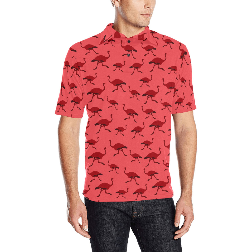 Ostrich Pattern Print Design 03 Men's All Over Print Polo Shirt
