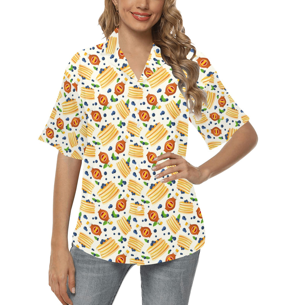 Pancake Pattern Print Design 02 Women's All Over Print Hawaiian Shirt