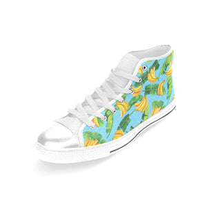 banana leaves banana design pattern Women's High Top Canvas Shoes White