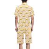 Rhino yellow theme pattern Men's V-Neck Short Pajama Set