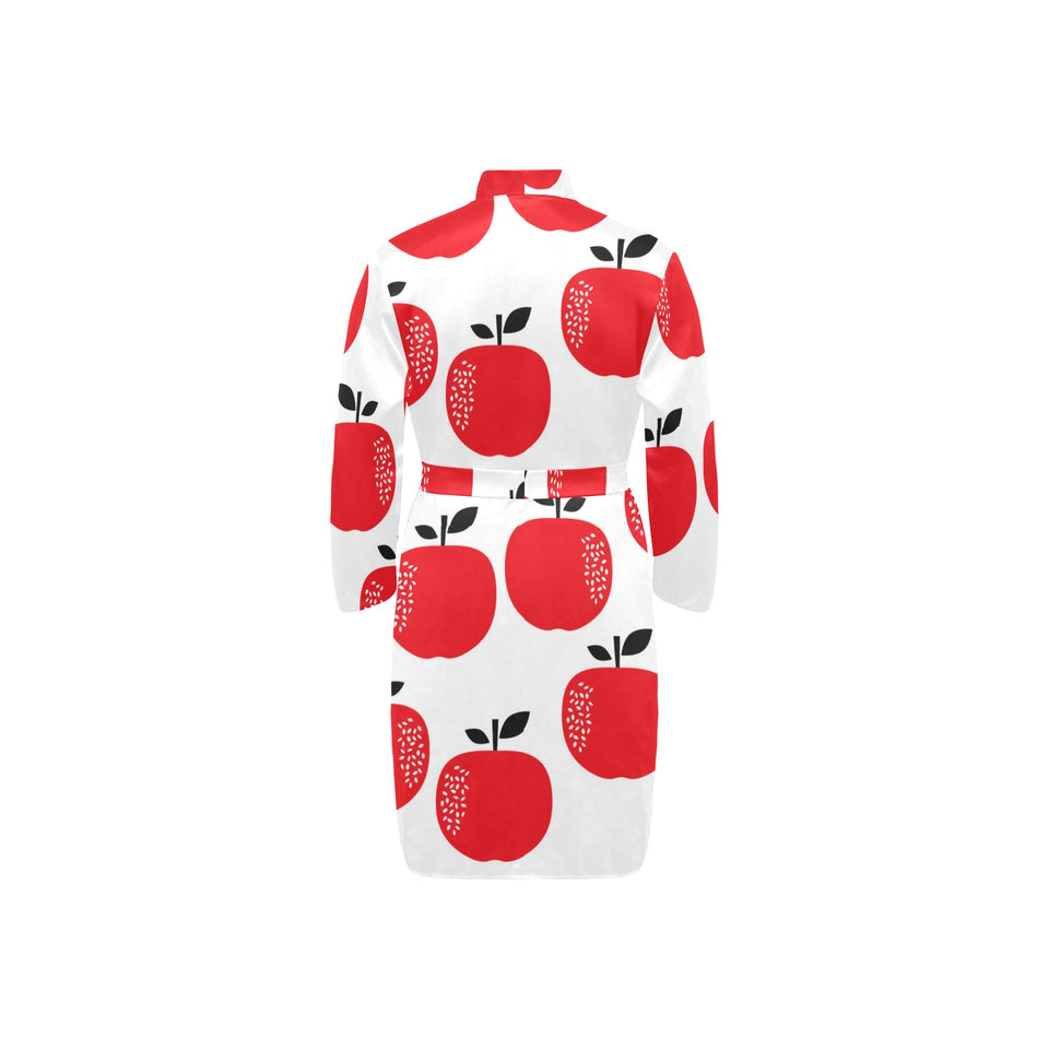 red apples white background Men's Long Sleeve Belted Night Robe