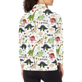 Cute dinosaurs pattern Women's Long Sleeve Polo Shirt