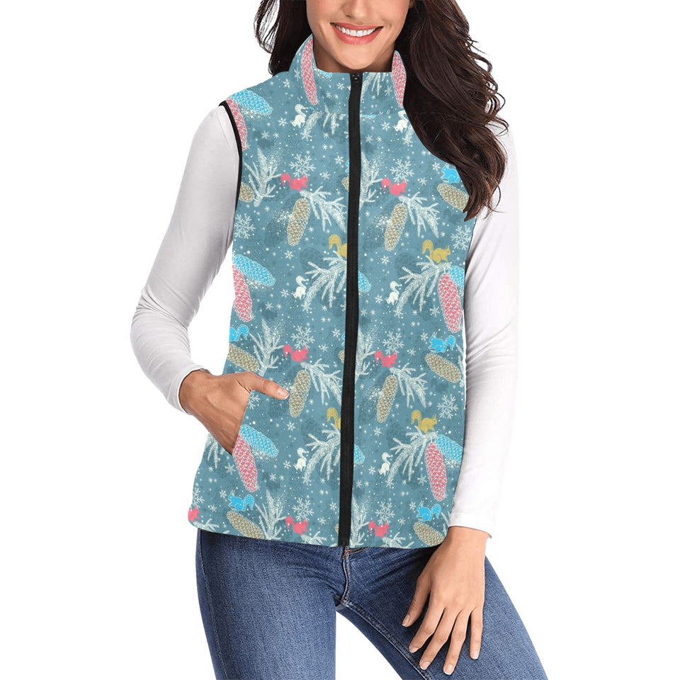 Squirrel Pattern Print Design 01 Women's Padded Vest