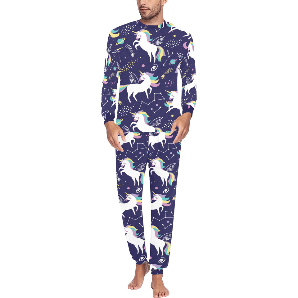 Hand drawn cute unicorn star planet Men's All Over Print Pajama