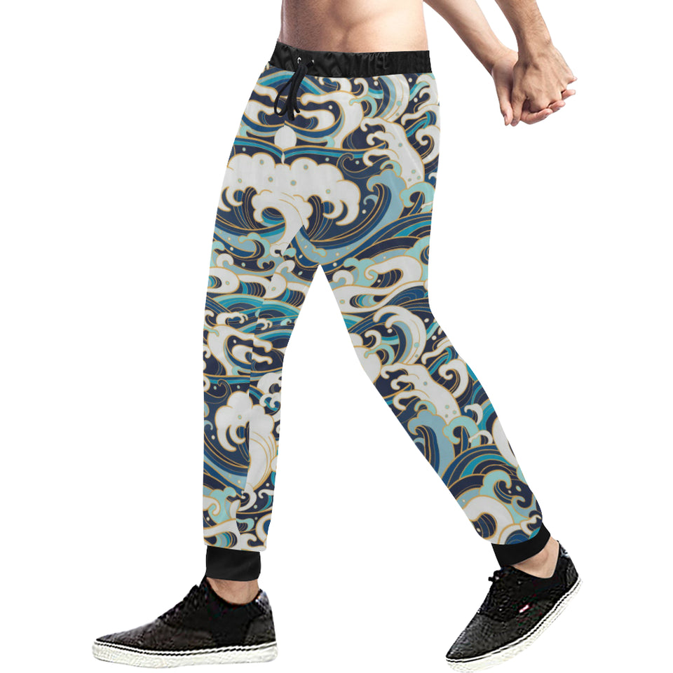 Japanese wave pattern Unisex Casual Sweatpants